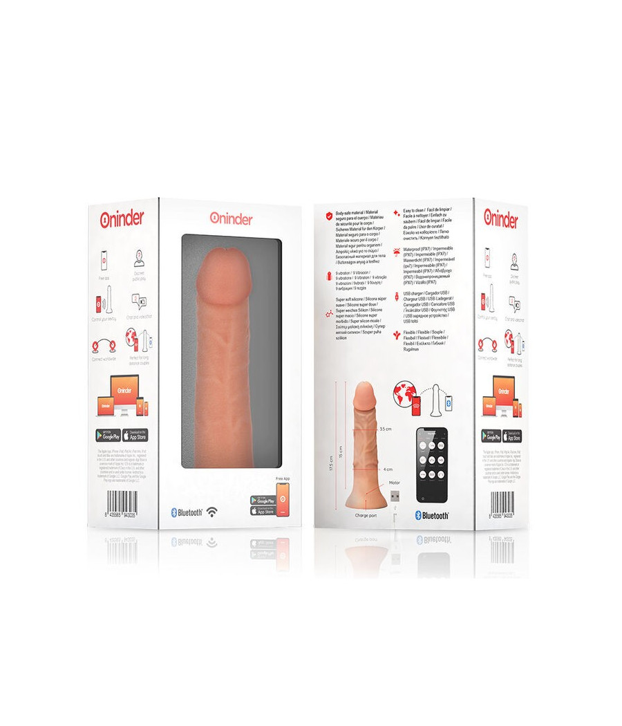 ONINDER - DILDO VIBRATORE PICCOLO BOGOTÁ 9 VELOCITÀ NATURALE 17.5 CM -O- 4 CM - APP GRATUITA