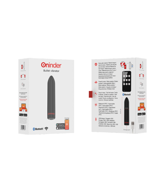 ONINDER - BERLIN VIBRATORE BULLET NERO 9 MODALITÀ 85 X 2 CM - APP GRATUITA