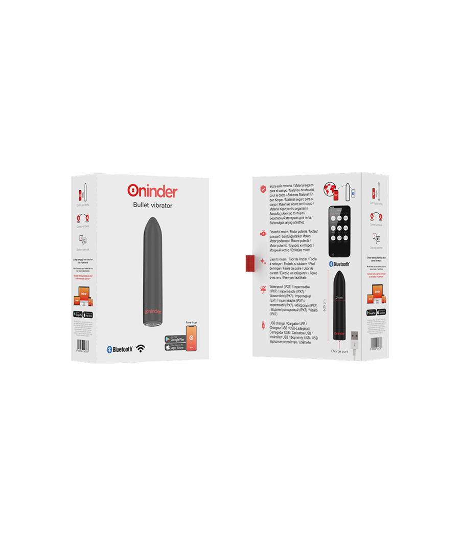 ONINDER - BERLIN VIBRATORE BULLET NERO 9 MODALITÀ 85 X 2 CM - APP GRATUITA