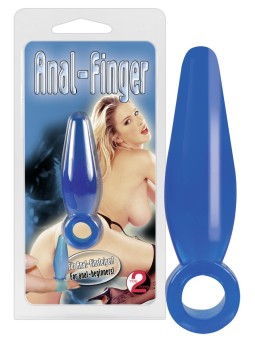 MINI CUNEO ANALE CON ANELLO ANAL FINGER BLU - 5 CM