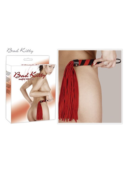 FLOGGER CON IMPUGNATURA IN CAMOSCIO BAD KITTY "WHIP" NERO/ROSSO