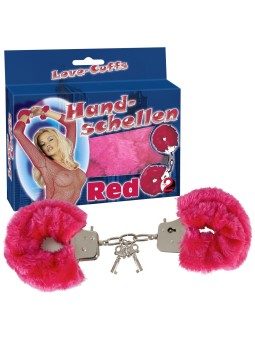 MANETTE IN METALLO RIVESTITE IN PELUCHE LOVE-CUFFS ROSSO