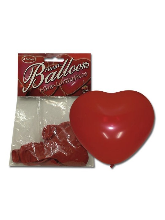 PALLONCINO GONFIABILE FORMA DI CUORE PER FESTE - 6 PEZZI