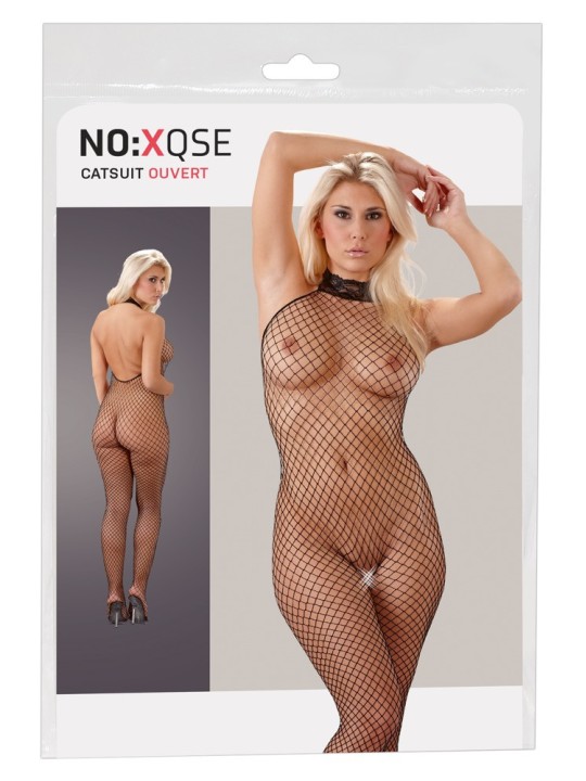 BODYSTOCKING IN RETE A MAGLIA MEDIA CON GIROCOLLO IN PIZZO