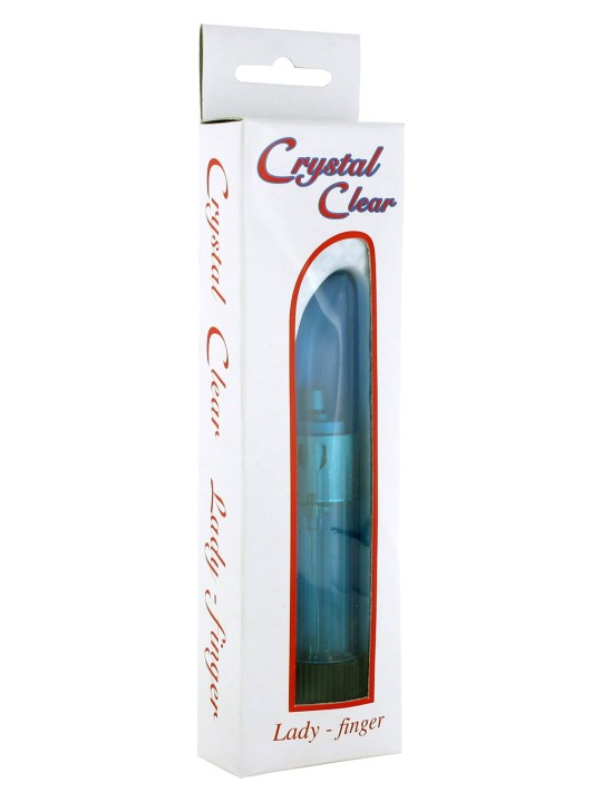 VIBRATORE CLASSICO TRASPARENTE \"CRYSTAL CLEAR LADYFINGER\" BLU - 11.5 CM