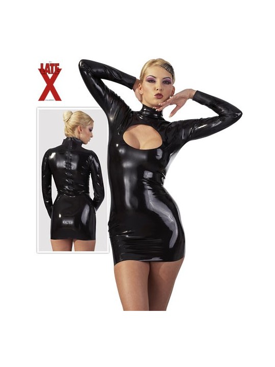 MINI ABITO IN LATEX NERO "PEEPHOLE"