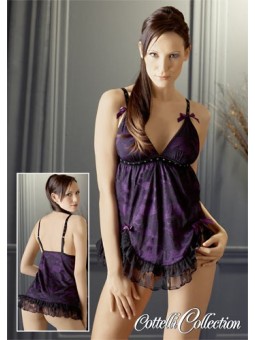 BABY DOLL IN PIZZO "MOULIN ROUGE" VIOLA