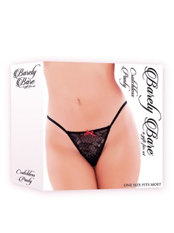 TANGA BARELY BARE " CROTCHLESS" - COLORE NERO - TAGLIA UNICA