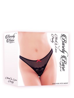 TANGA BARELY BARE " MESH & LACE " - COLORE NERO - TAGLIA UNICA