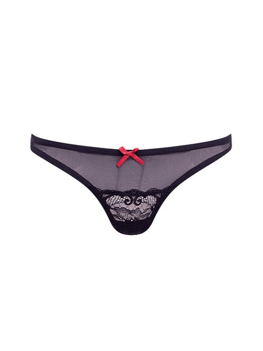 TANGA BARELY BARE " MESH & LACE " - COLORE NERO - TAGLIA UNICA