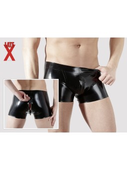 BOXER IN LATEX NERO CON CHIUSURA ZIP