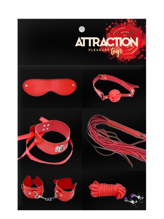 KIT BDSM 7 PEZZI "ATTRACTION TOYS" COLORE: ROSSO